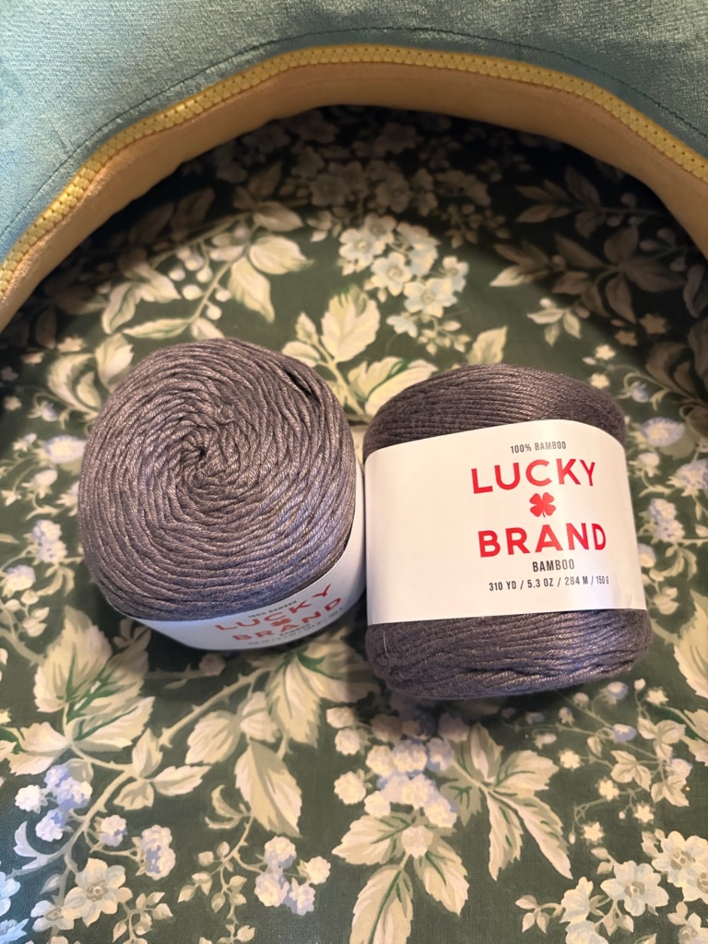 Lucky Brand Bamboo Yarn in steel grey slight luster two cakes new - Picture 3 of 4